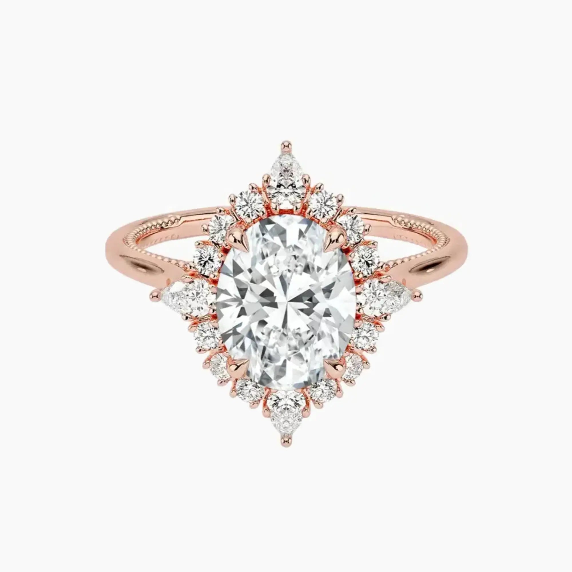 Elara Oval Designer 3 Carat Lab Grown Diamond Engagement Ring in 18K Yellow Gold