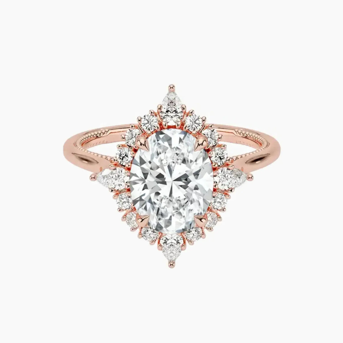 Elara Oval Designer 1.5 Carat Lab Grown Diamond Engagement Ring in 18K White Gold