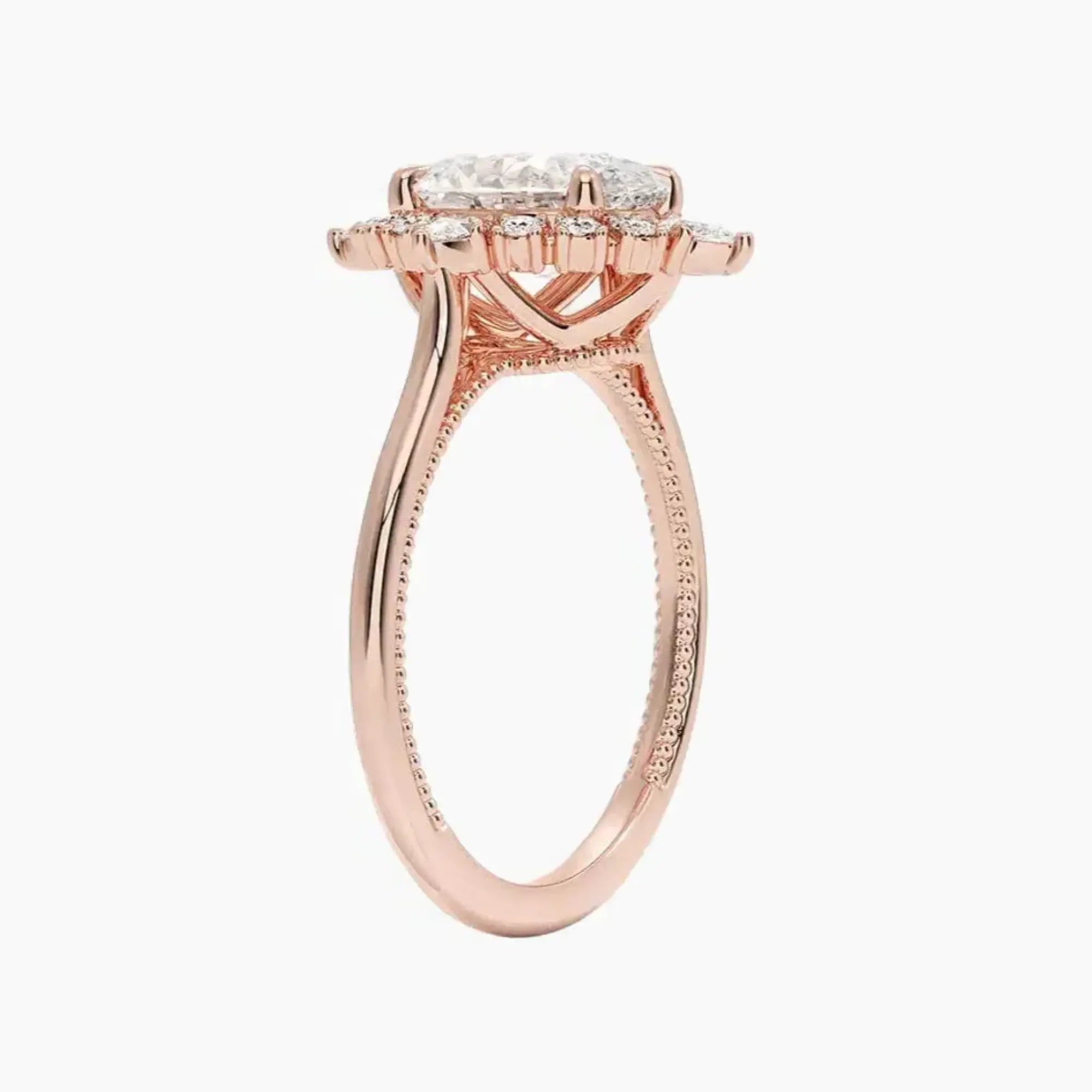 Elara Oval Designer Diamond Ring Setting in 14K Rose Gold