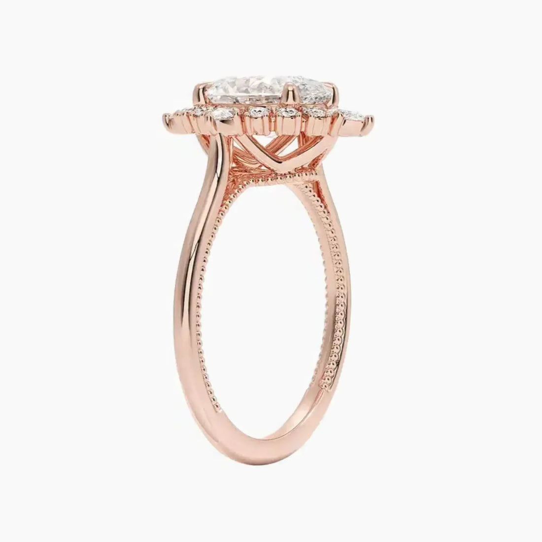 Elara Oval Designer 3 Carat Lab Grown Diamond Engagement Ring in 18K White Gold