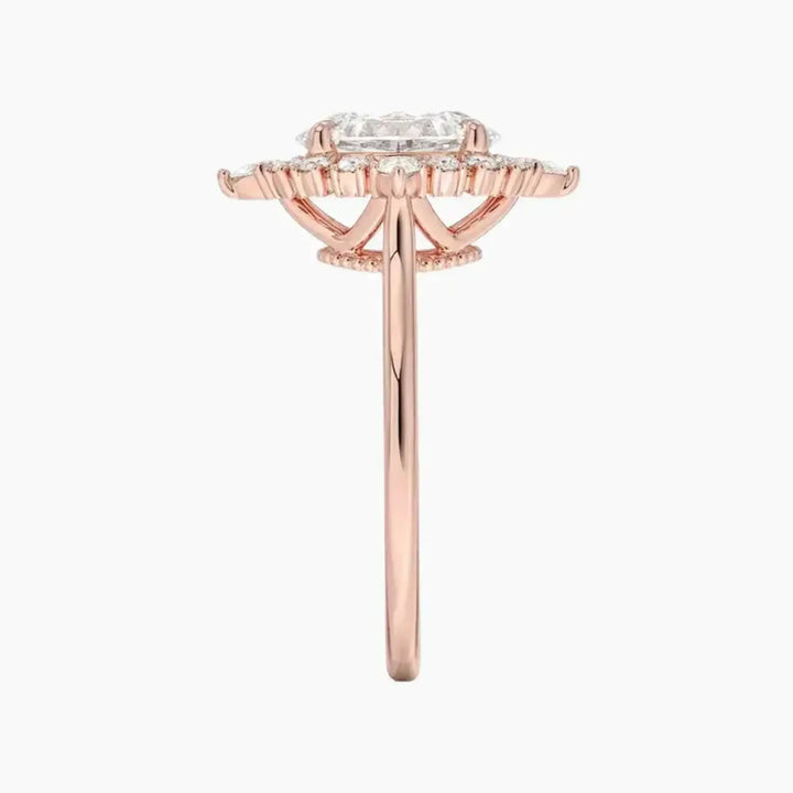 Elara Oval Designer 3 Carat Lab Grown Diamond Engagement Ring in 18K Yellow Gold