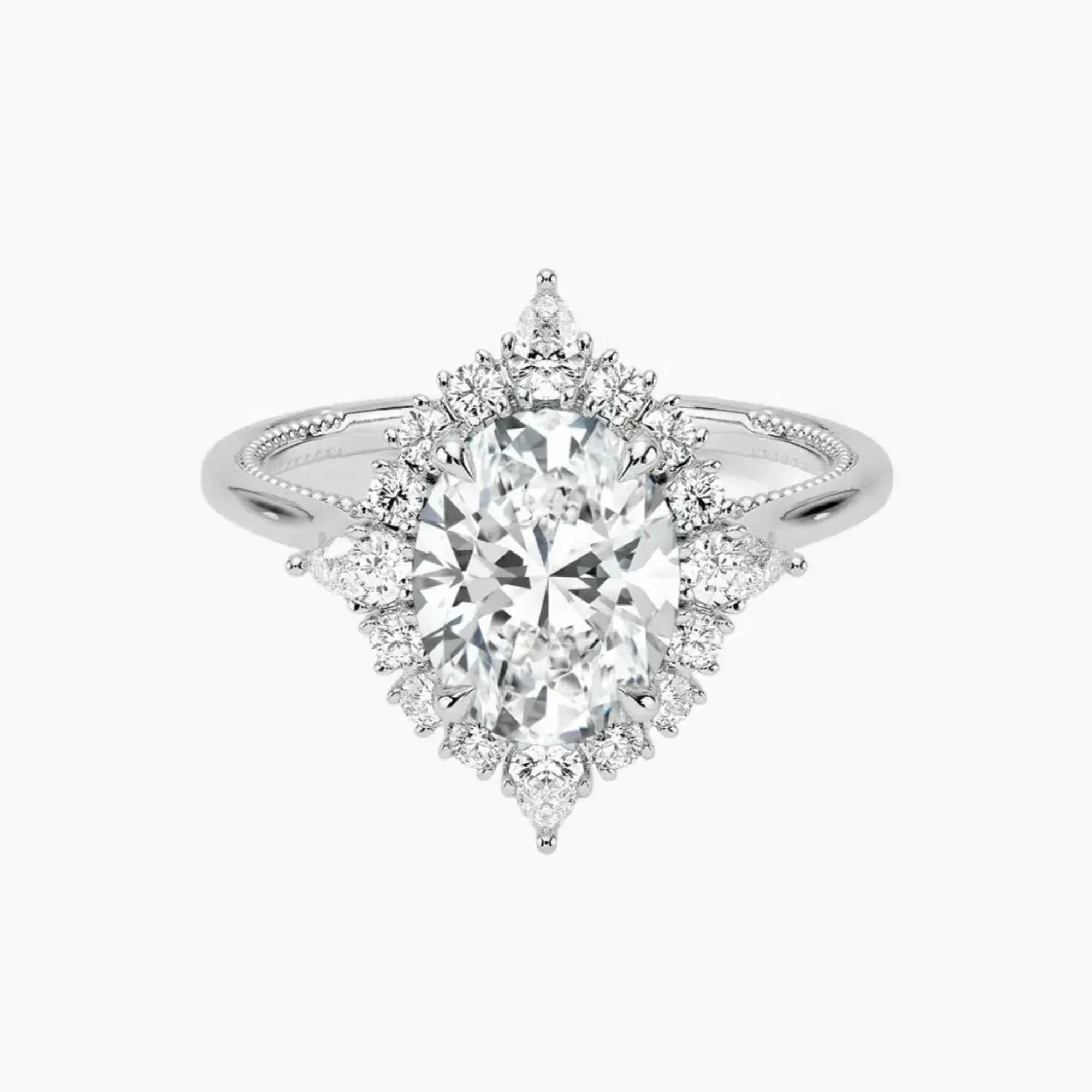 Elara Oval Designer 3 Carat Lab Grown Diamond Engagement Ring in 14K Yellow Gold