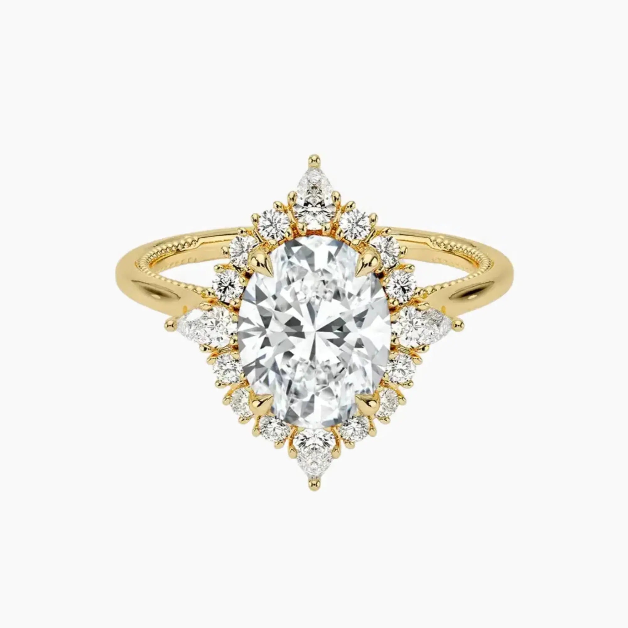 Elara Oval Designer 2.5 Carat Lab Grown Diamond Engagement Ring in 18K White Gold