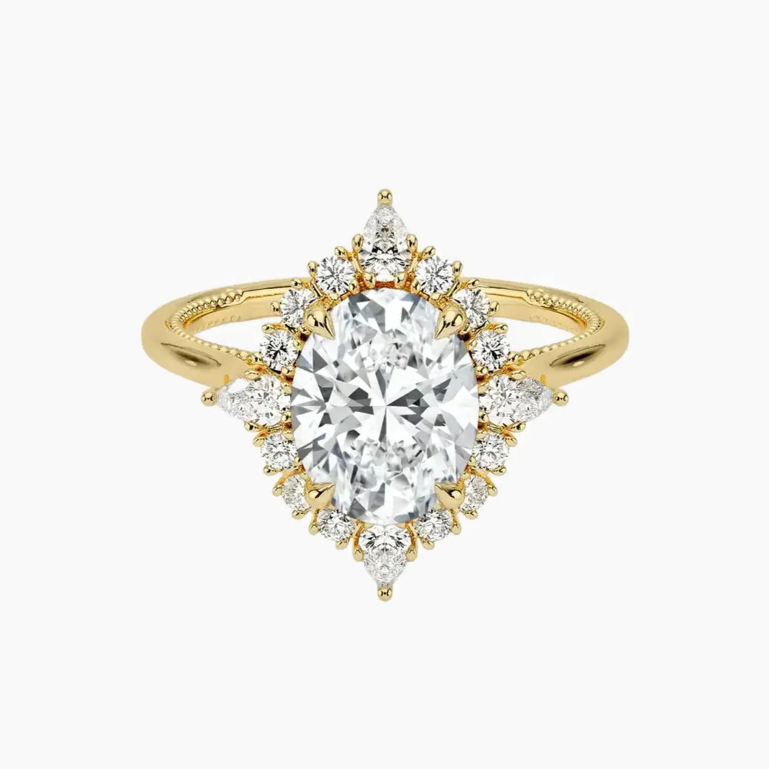Elara Oval Designer 1 Carat Lab Grown Diamond Engagement Ring in 18K Rose Gold