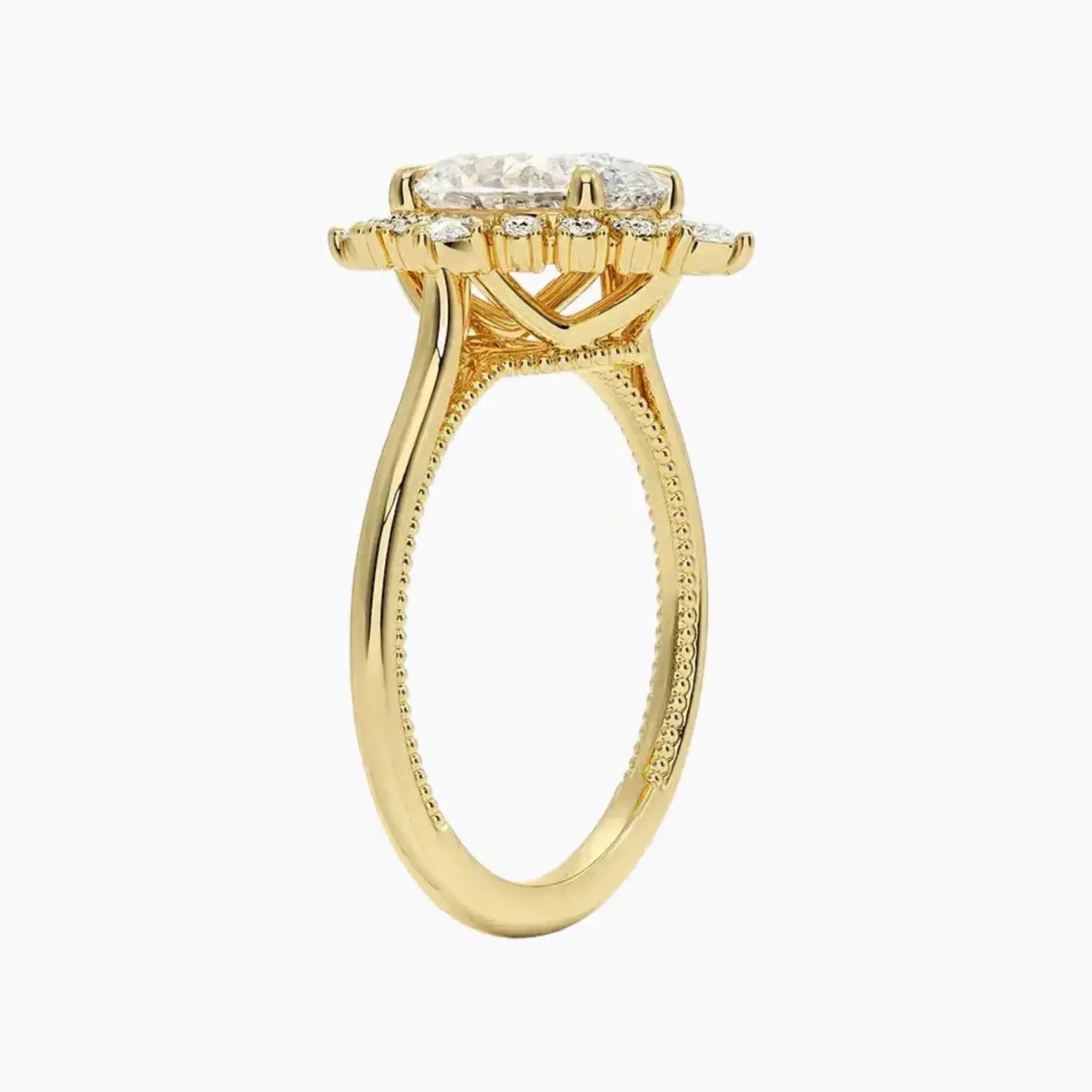 Elara Oval Designer 3 Carat Lab Grown Diamond Engagement Ring in 18K White Gold