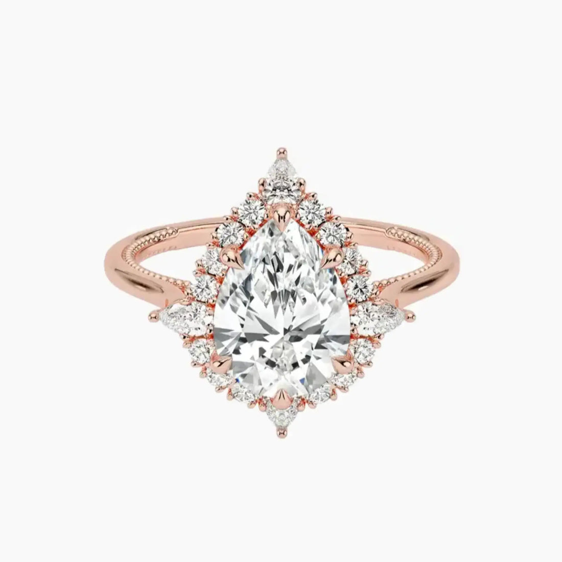 Elara Pear Designer 2.5 Carat Lab Grown Diamond Engagement Ring in 18K White Gold