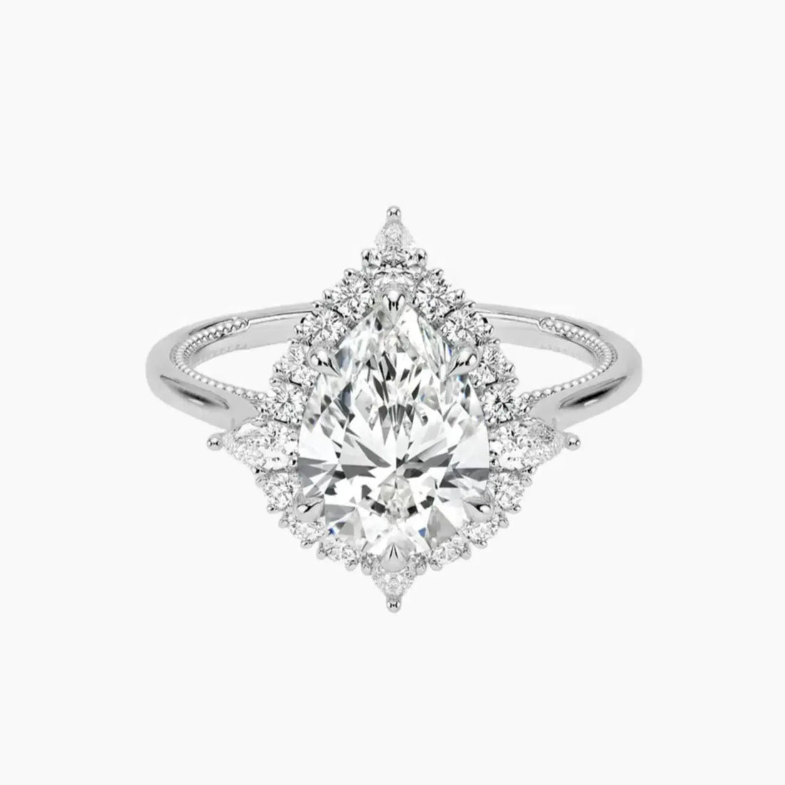Elara Pear Designer 3 Carat Lab Grown Diamond Engagement Ring in 18K Yellow Gold