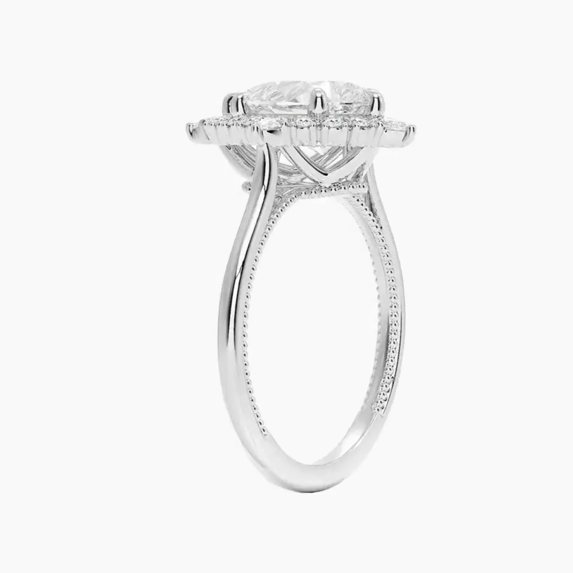 Elara Pear Designer 3 Carat Lab Grown Diamond Engagement Ring in 14K Rose Gold