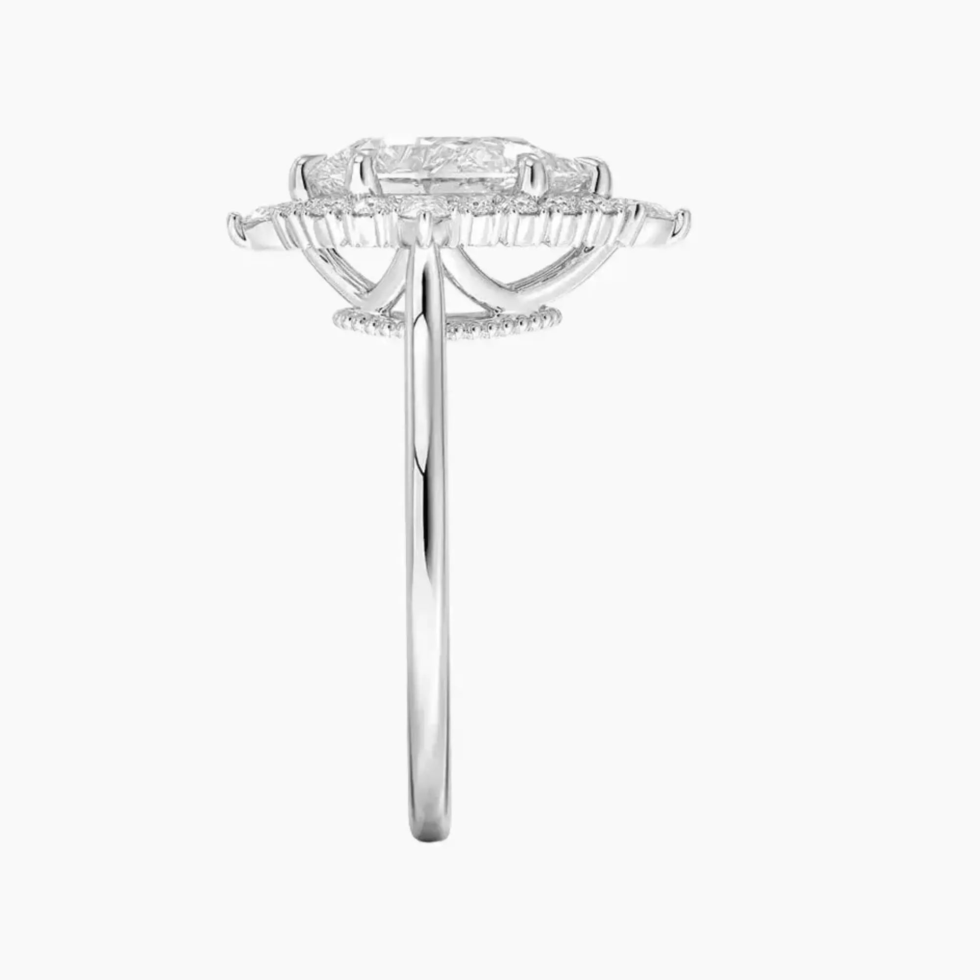 Elara Pear Designer 3 Carat Lab Grown Diamond Engagement Ring in 18K White Gold