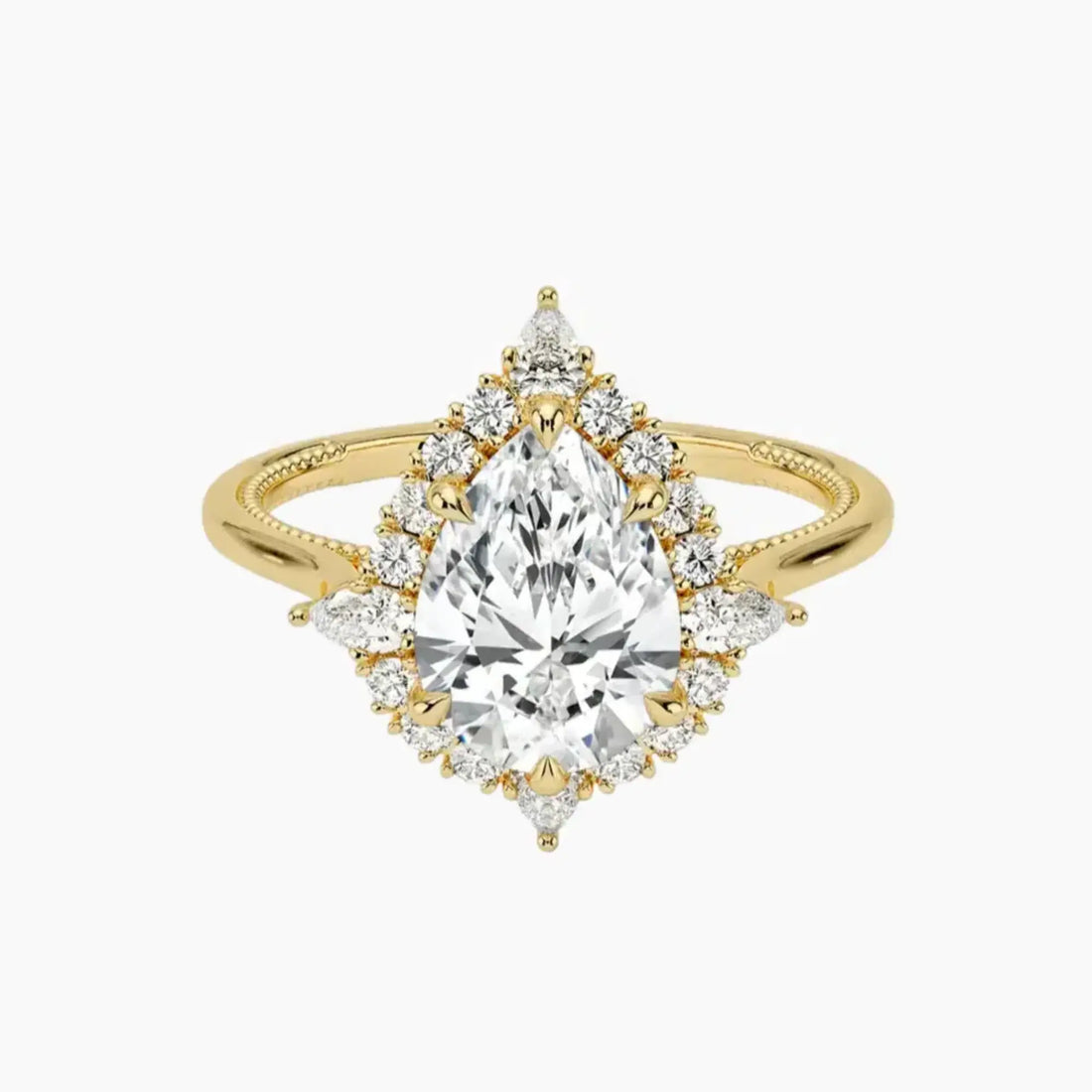 Elara Pear Designer 1.5 Carat Lab Grown Diamond Engagement Ring in 14K Rose Gold