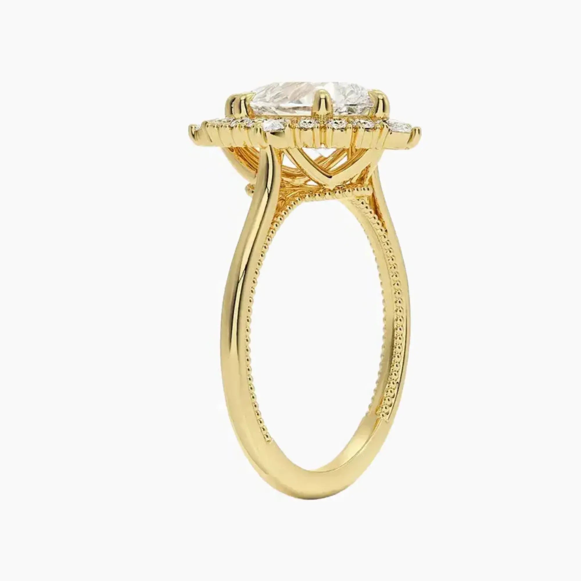 Elara Pear Designer 3 Carat Lab Grown Diamond Engagement Ring in 14K Rose Gold