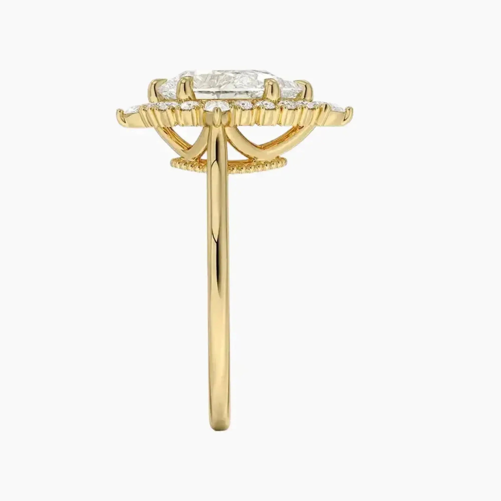 Elara Pear Designer Diamond Ring Setting in 18K Yellow Gold