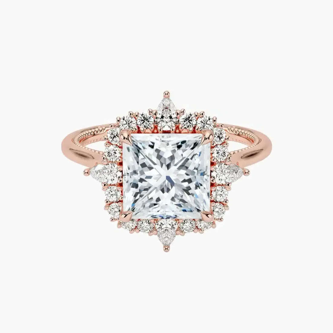 Elara Princess Designer Diamond Ring Setting in 14K Yellow Gold