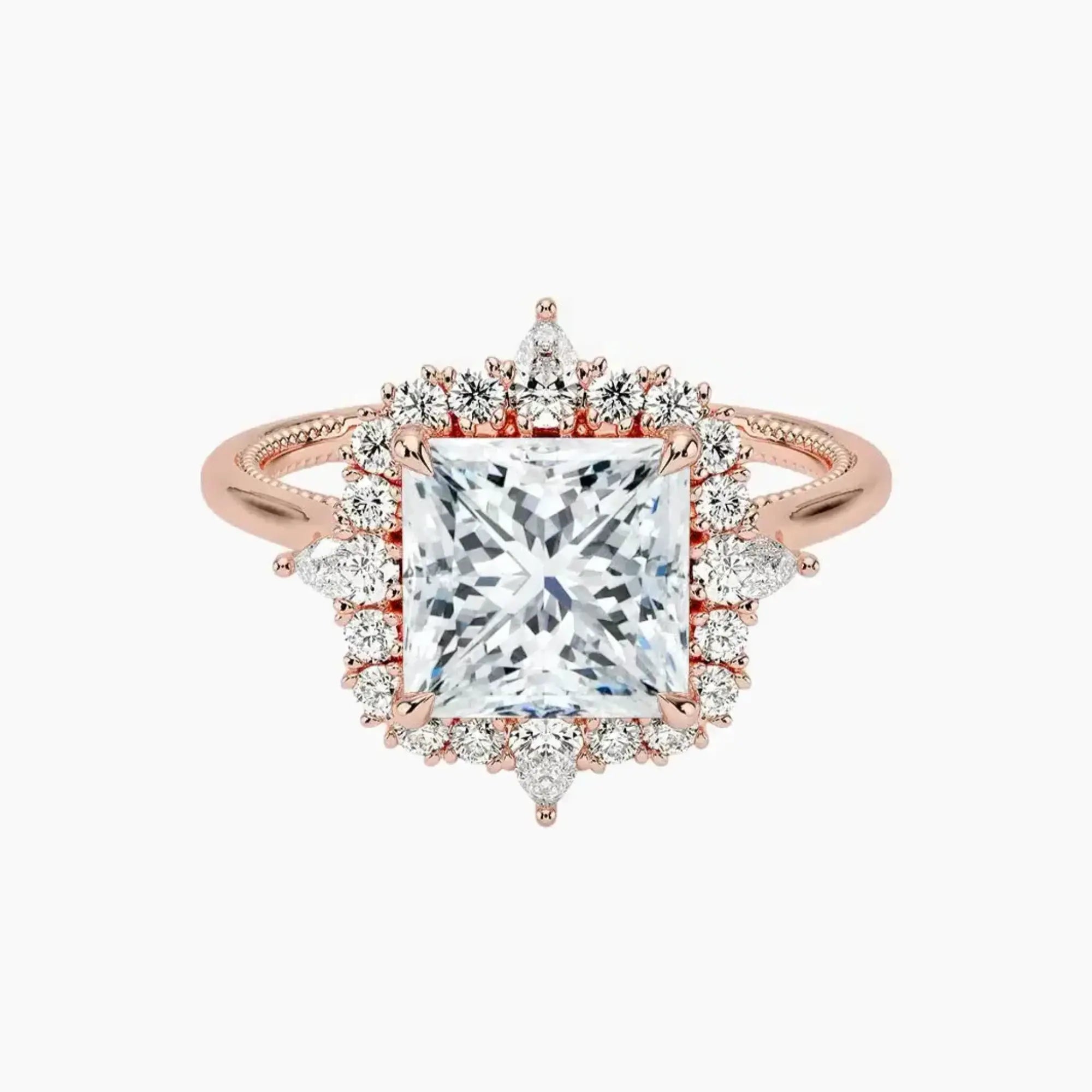 Elara Princess Designer 1.5 Carat Lab Grown Diamond Engagement Ring in 18K White Gold