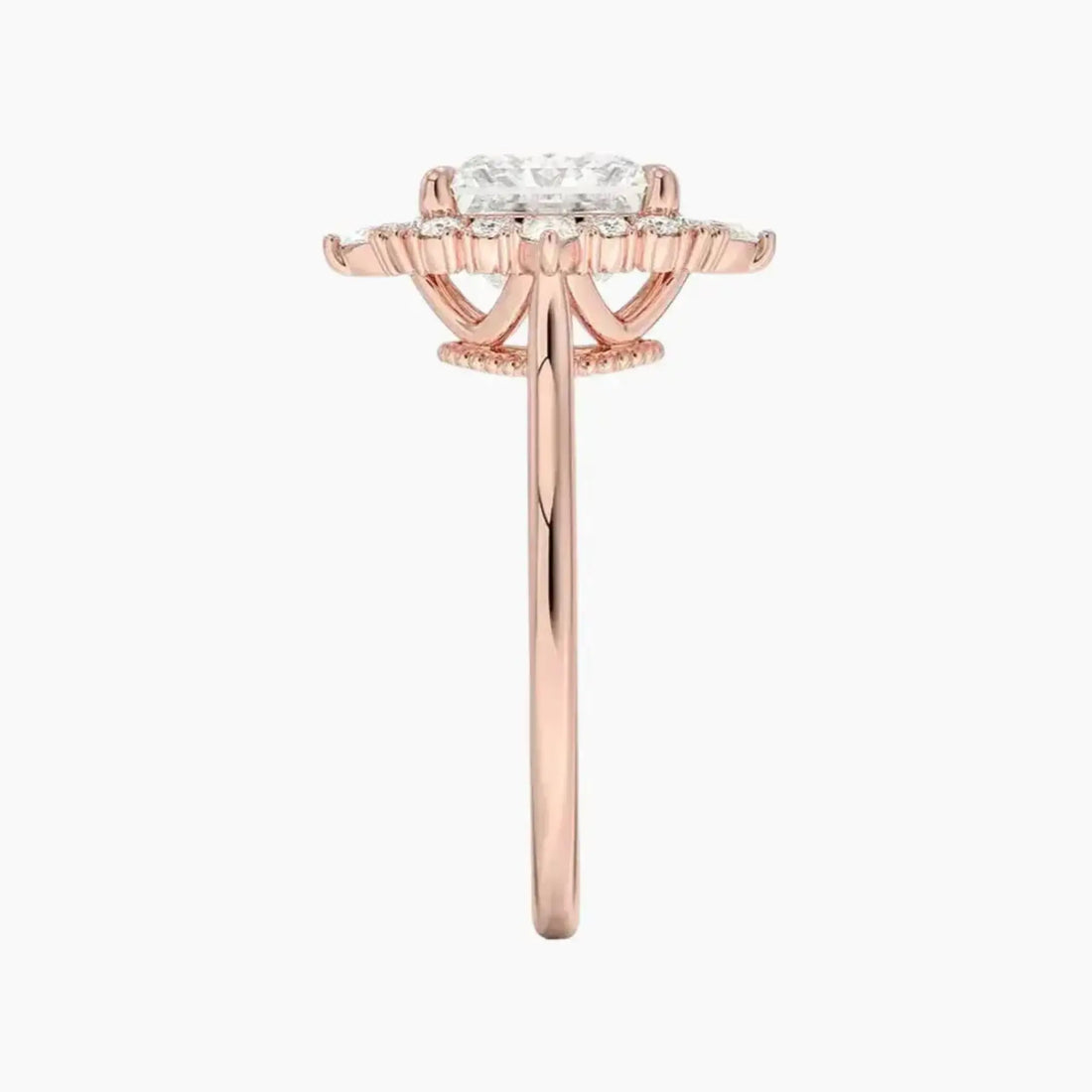 Elara Princess Designer 1 Carat Lab Grown Diamond Engagement Ring in 18K Rose Gold