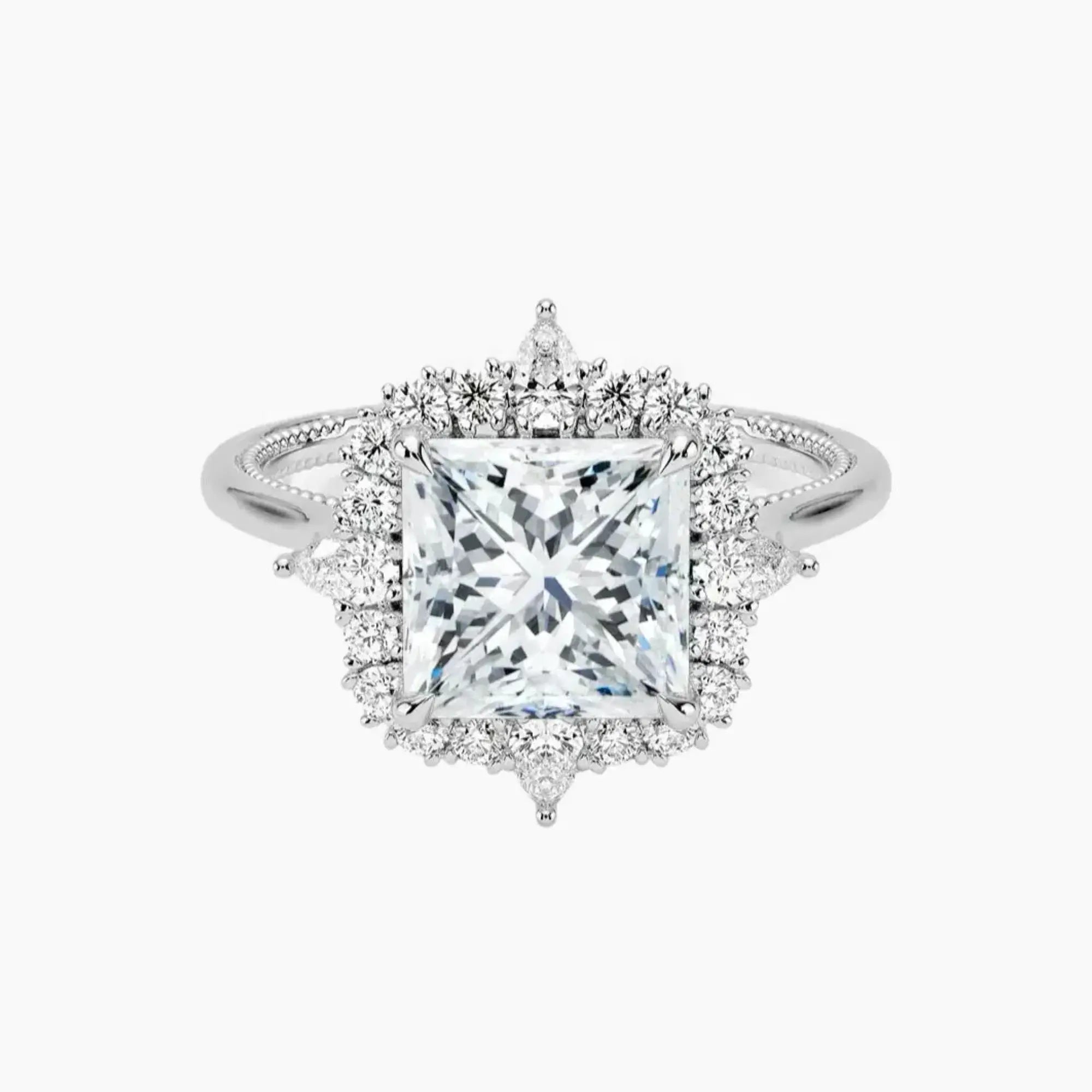 Elara Princess Designer 2 Carat Lab Grown Diamond Engagement Ring in 18K Rose Gold