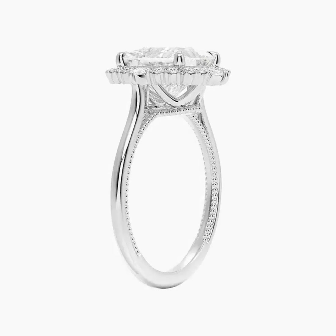 Elara Princess Designer 1 Carat Lab Grown Diamond Engagement Ring in 14K White Gold