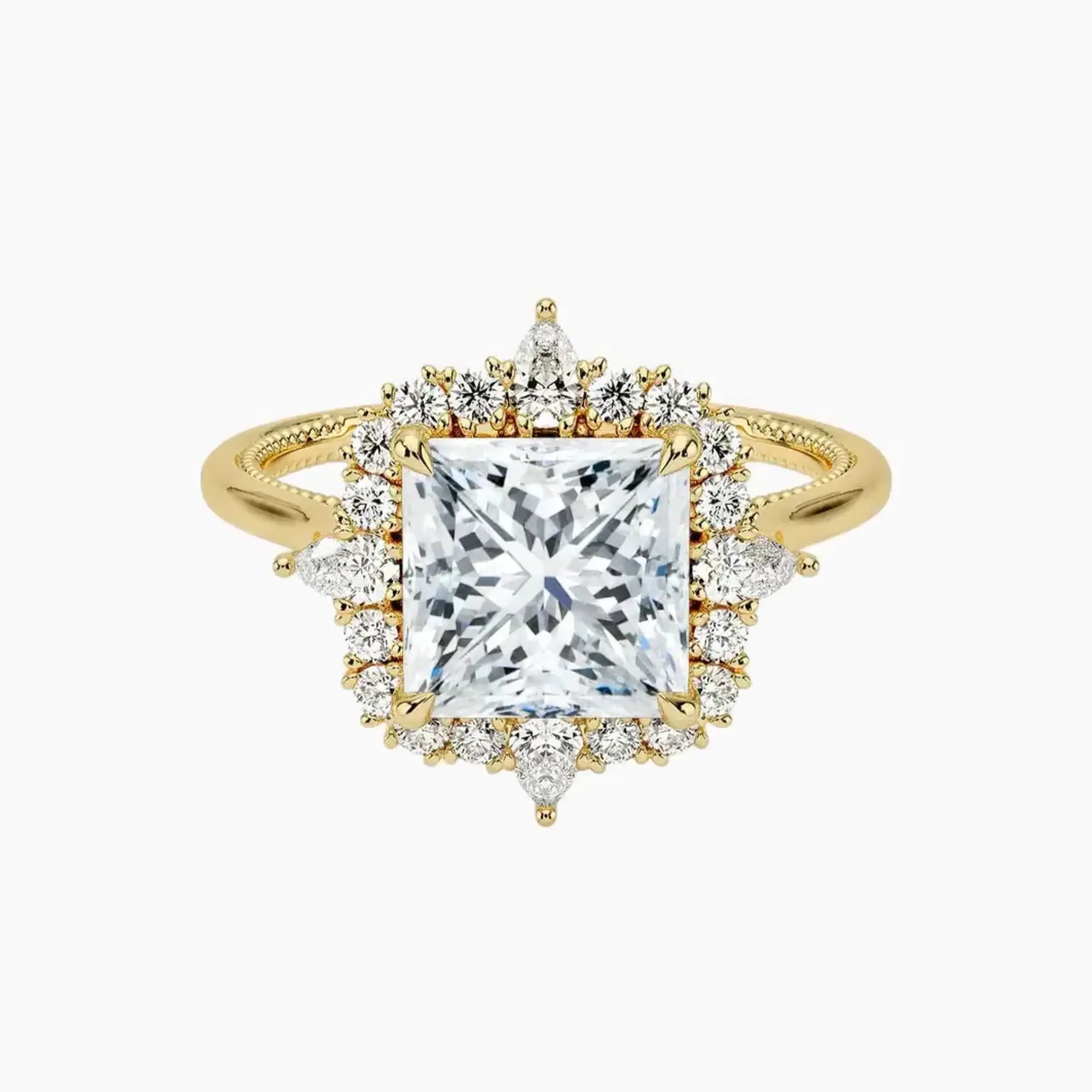 Elara Princess Designer 2 Carat Lab Grown Diamond Engagement Ring in 18K Rose Gold
