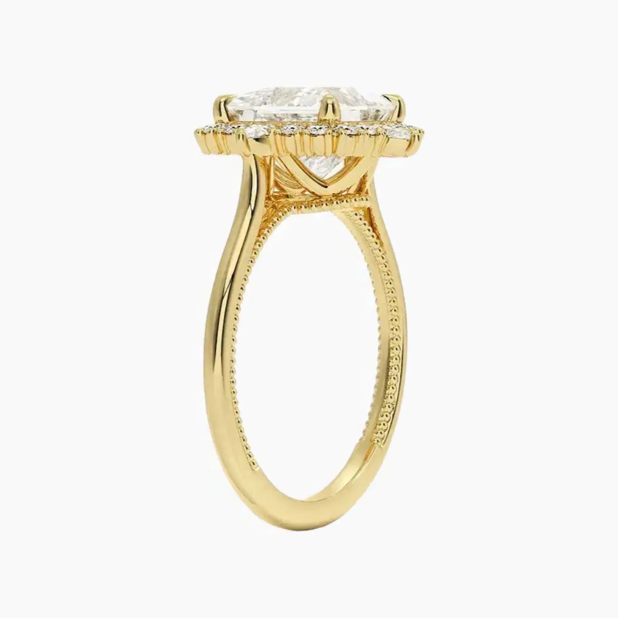 Elara Princess Designer 2 Carat Lab Grown Diamond Engagement Ring in 18K Yellow Gold