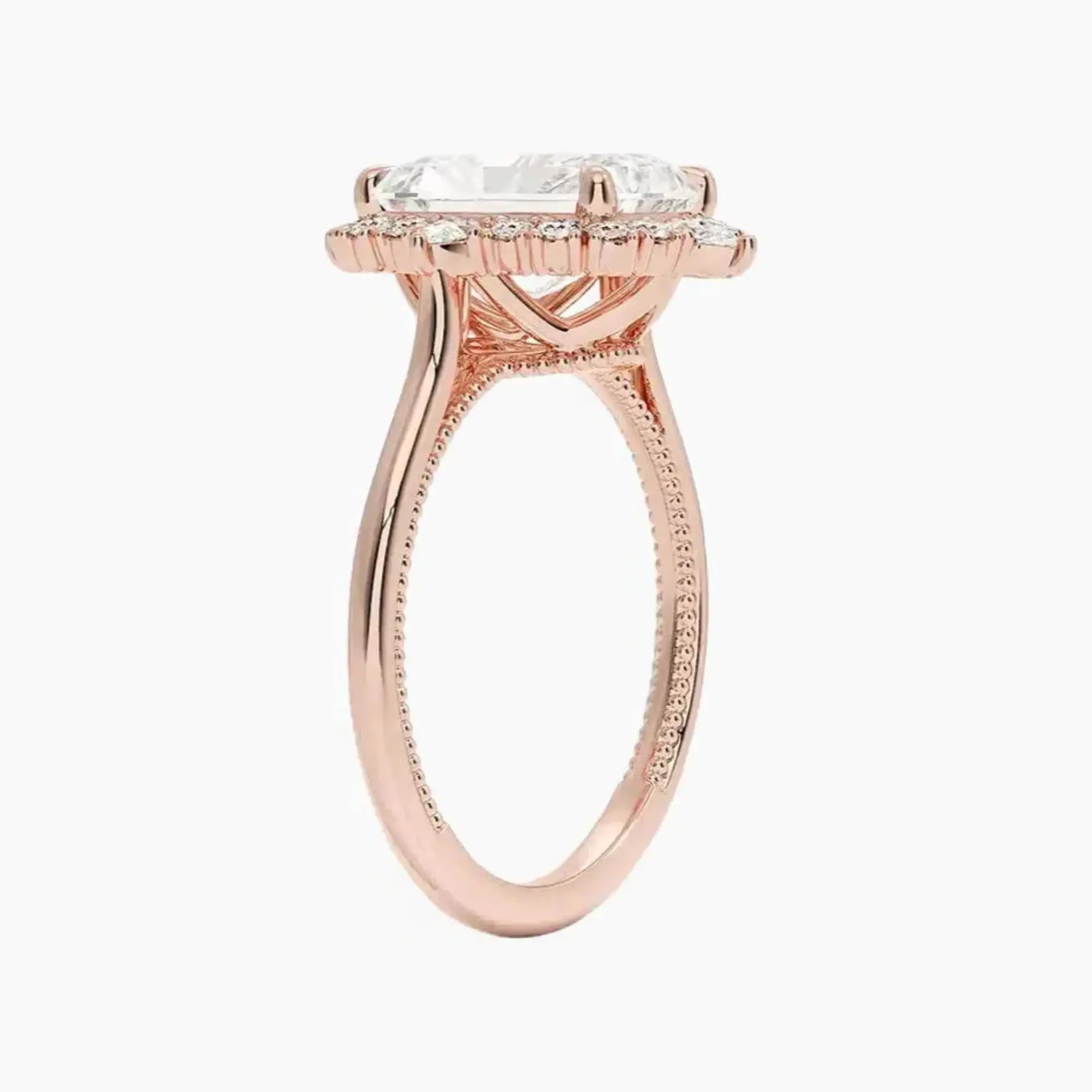 Elara Radiant Designer 1.5 Carat Lab Grown Diamond Engagement Ring in 14K White Gold