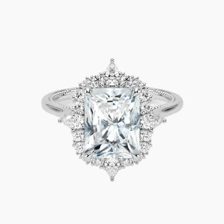 Elara Radiant Designer 2 Carat Lab Grown Diamond Engagement Ring in 14K White Gold
