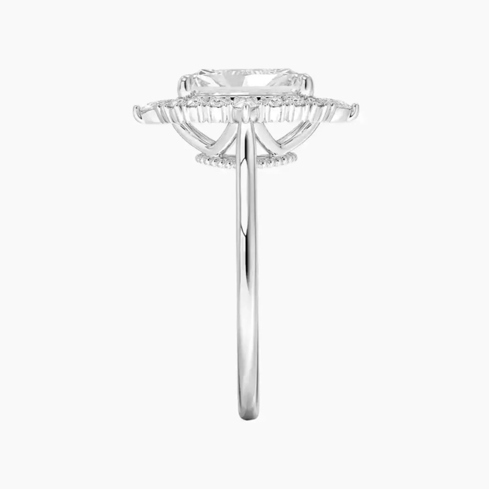 Elara Radiant Designer 3 Carat Lab Grown Diamond Engagement Ring in 18K White Gold
