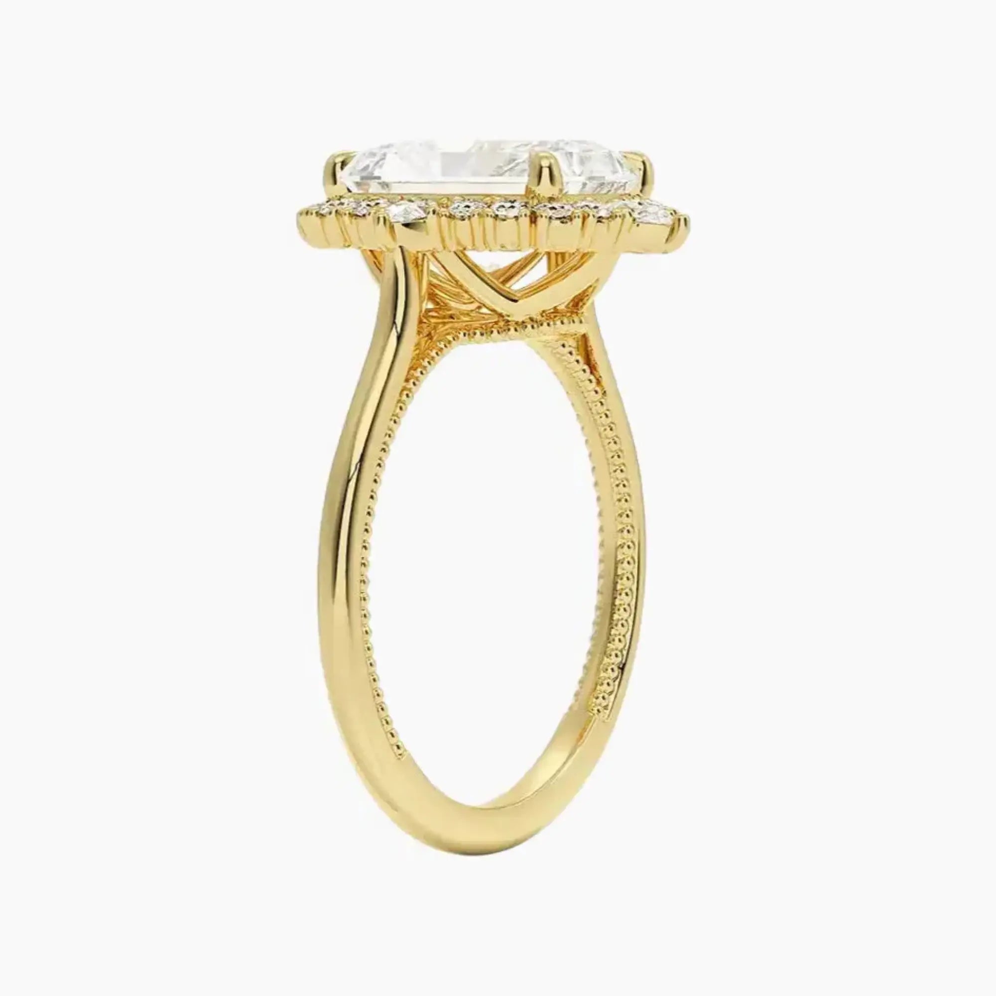 Elara Radiant Designer 1 Carat Lab Grown Diamond Engagement Ring in 18K White Gold