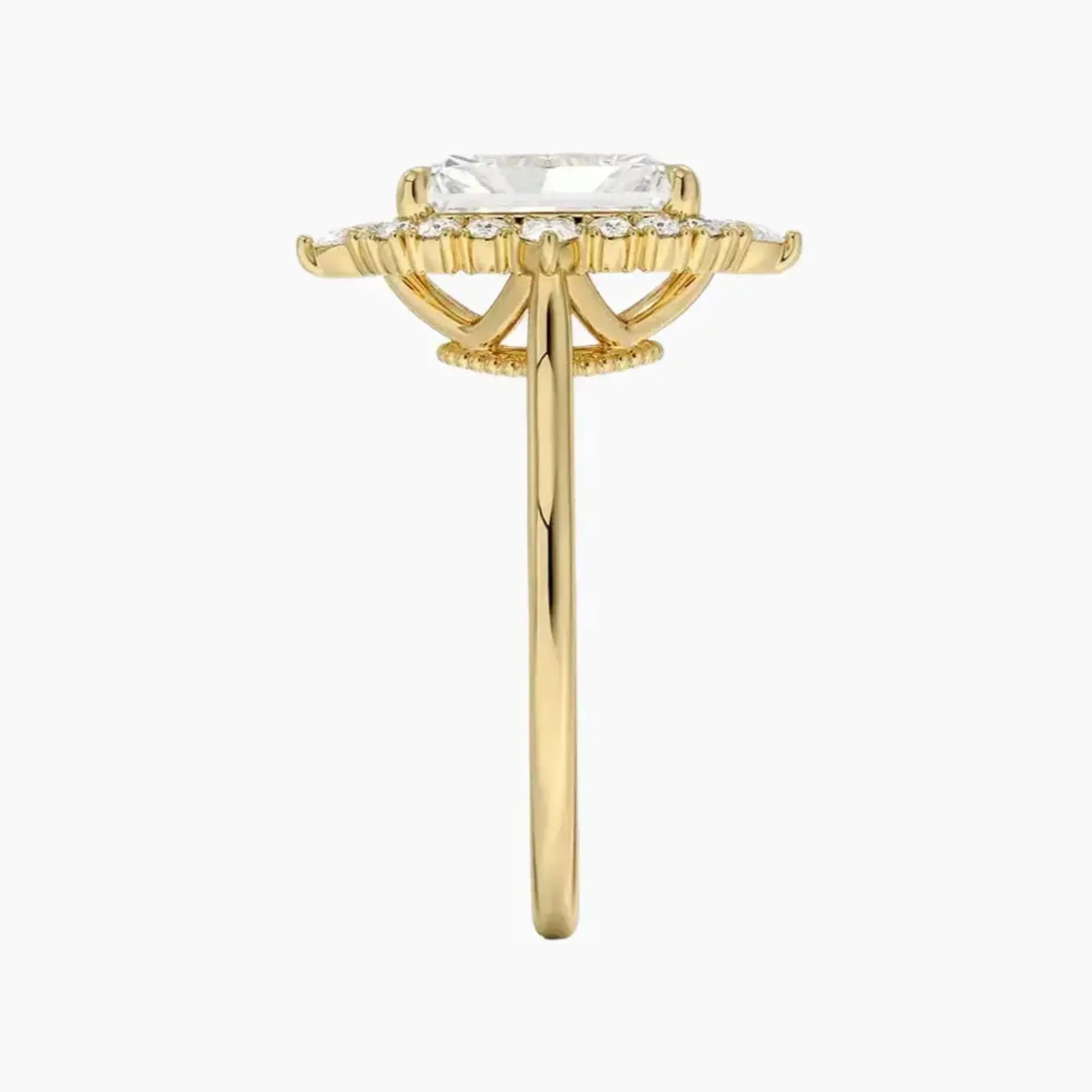 Elara Radiant Designer 3 Carat Lab Grown Diamond Engagement Ring in 14K White Gold