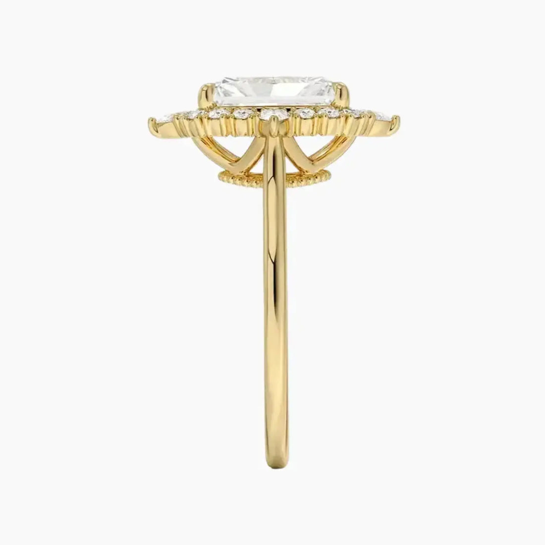 Elara Radiant Designer 1.5 Carat Lab Grown Diamond Engagement Ring in 14K Yellow Gold