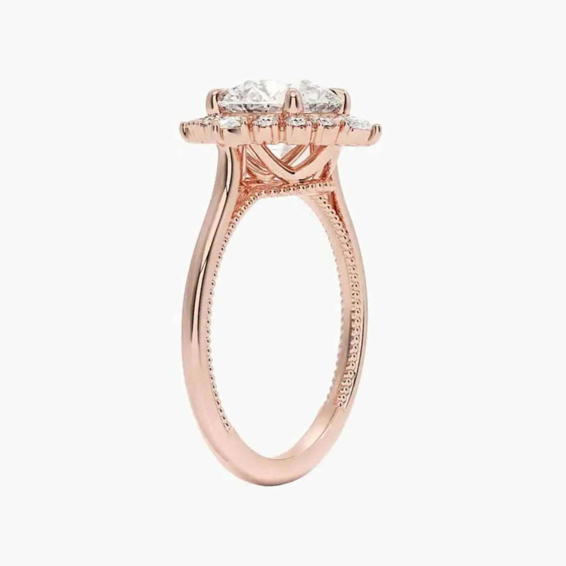 Elara Round Designer 2 Carat Lab Grown Diamond Engagement Ring in 14K Yellow Gold