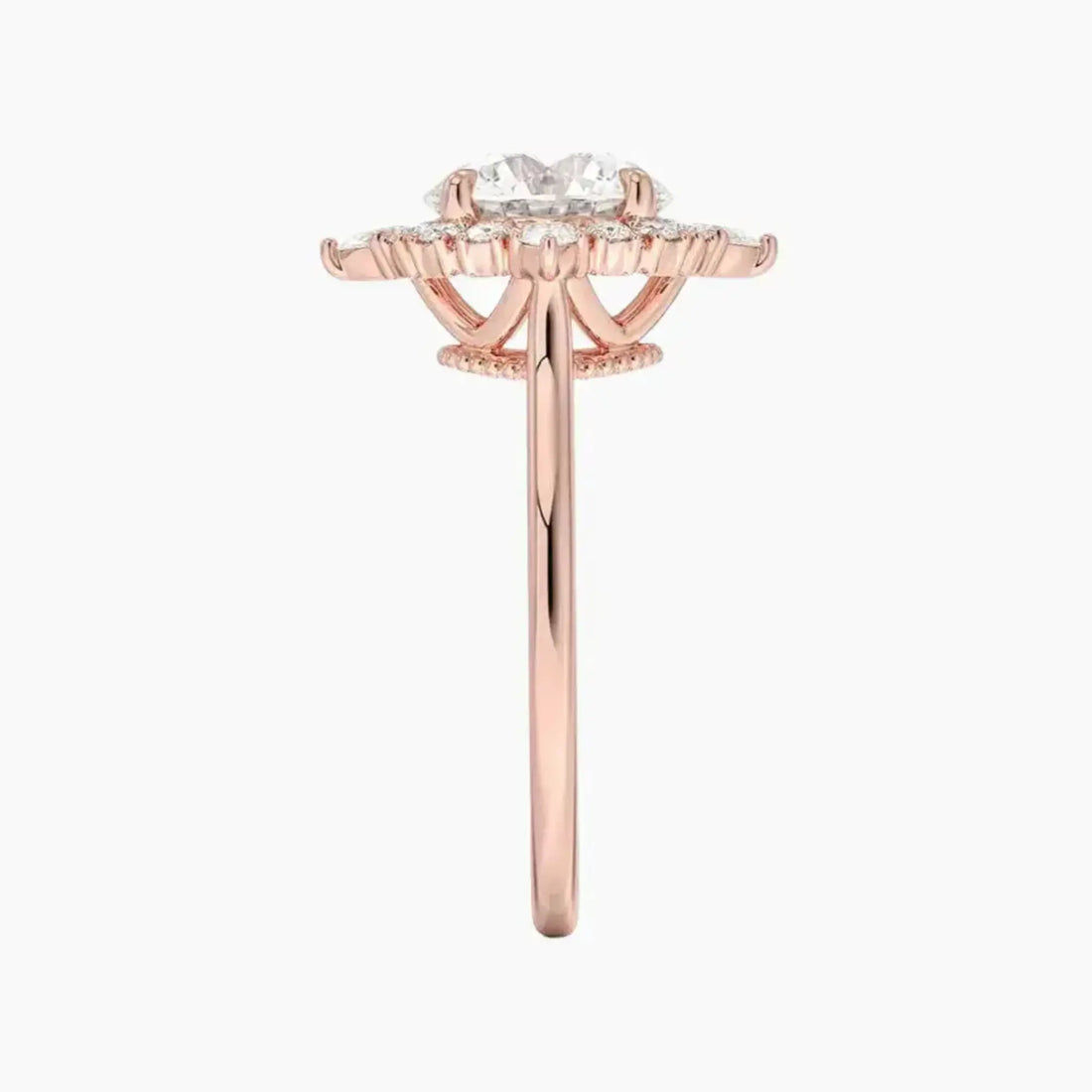 Elara Round Designer Diamond Ring Setting in 14K Rose Gold