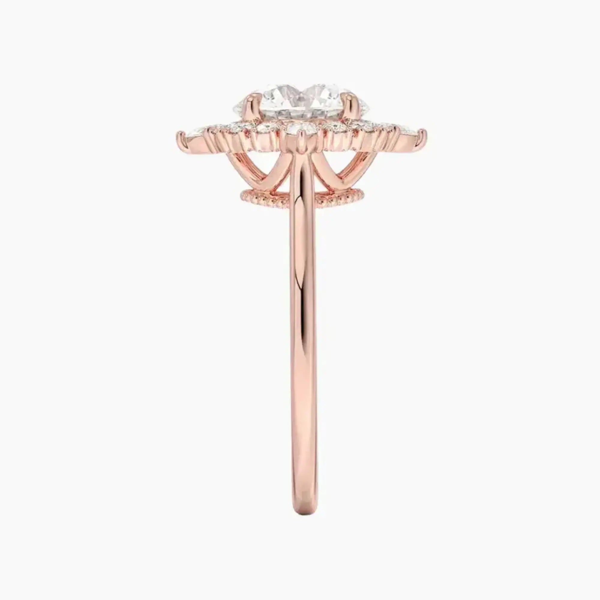Elara Round Designer 1 Carat Lab Grown Diamond Engagement Ring in 14K Yellow Gold