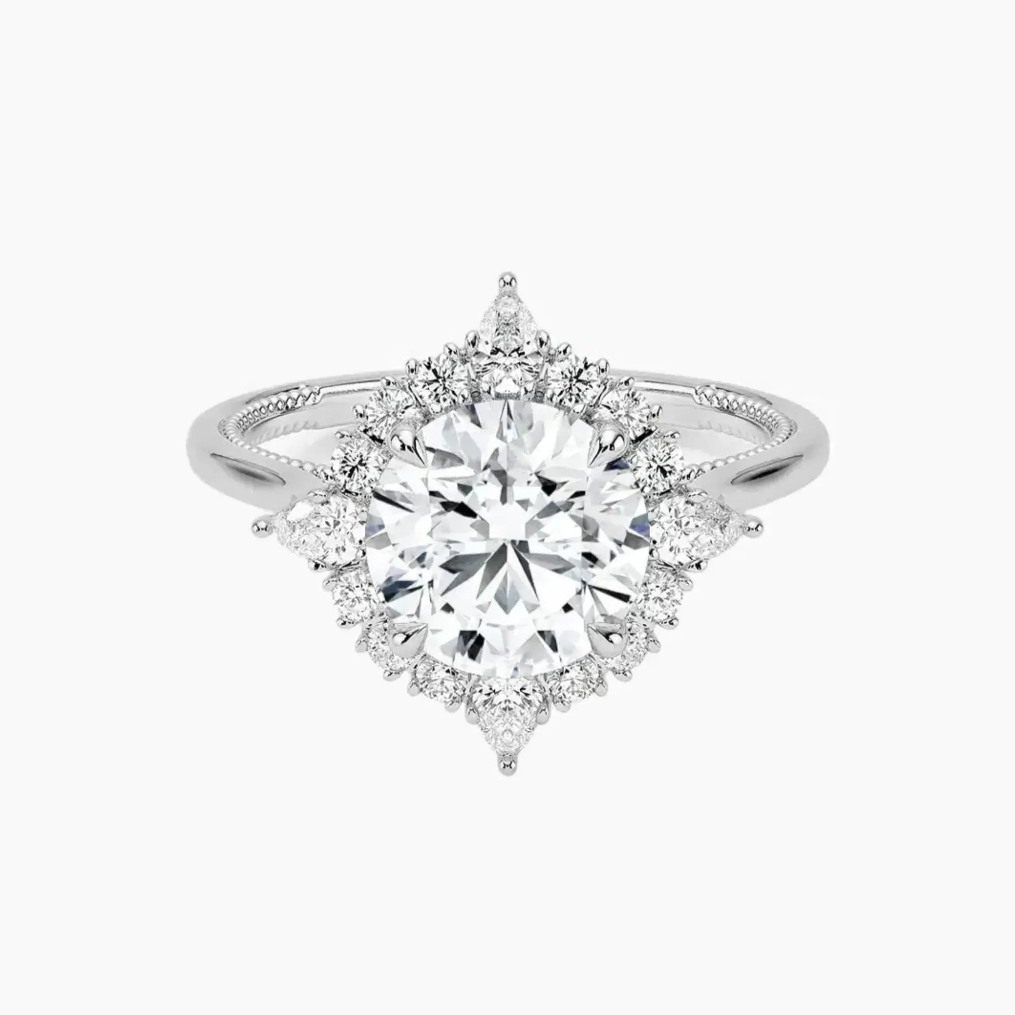 Elara Round Designer Diamond Ring Setting in 18K Yellow Gold