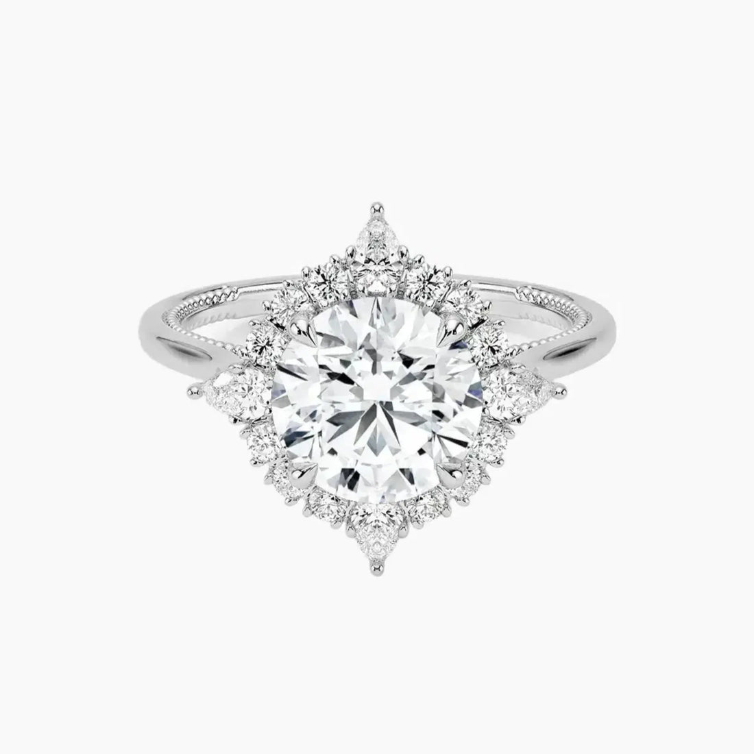 Elara Round Designer 3 Carat Lab Grown Diamond Engagement Ring in 14K Yellow Gold