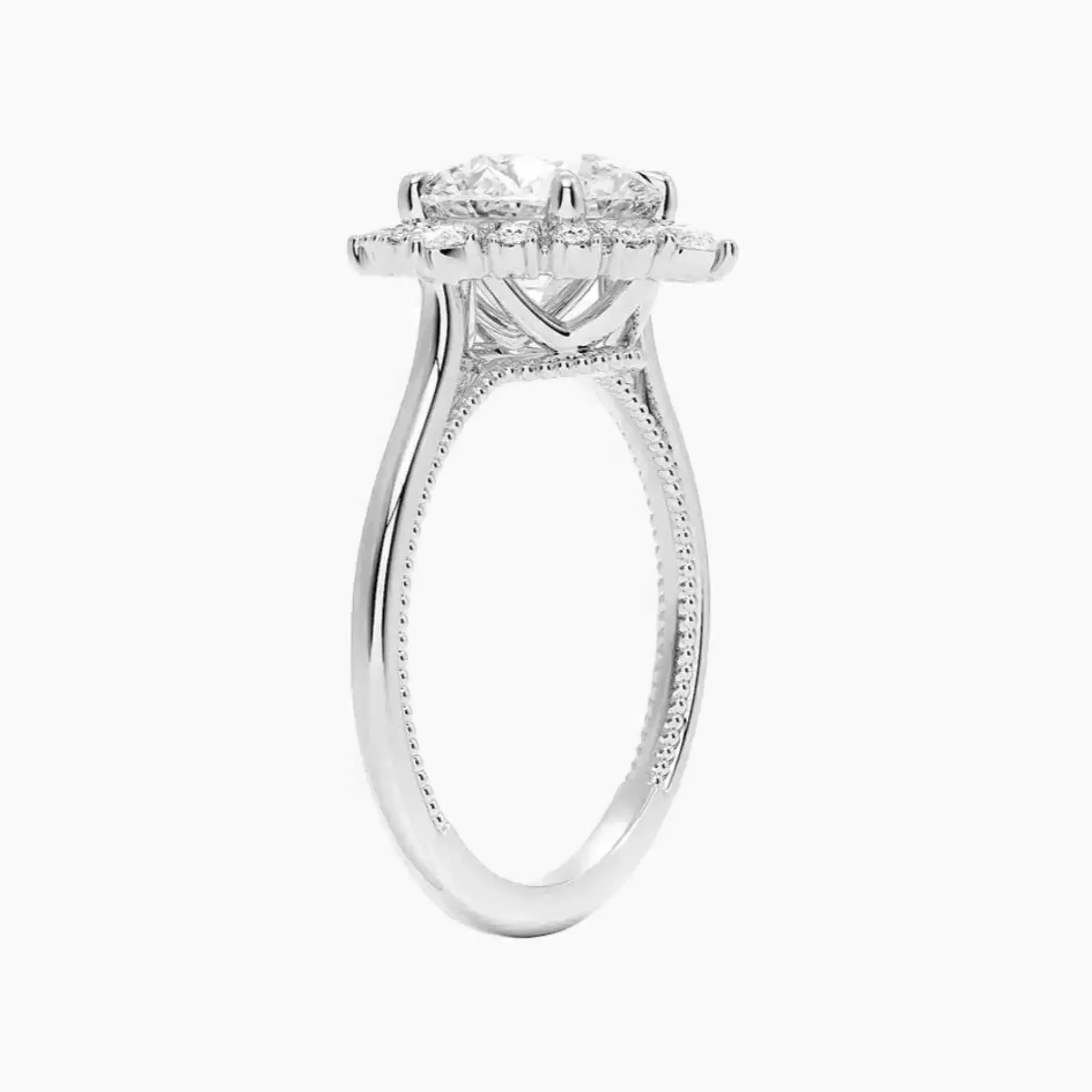 Elara Round Designer Diamond Ring Setting in 18K White Gold