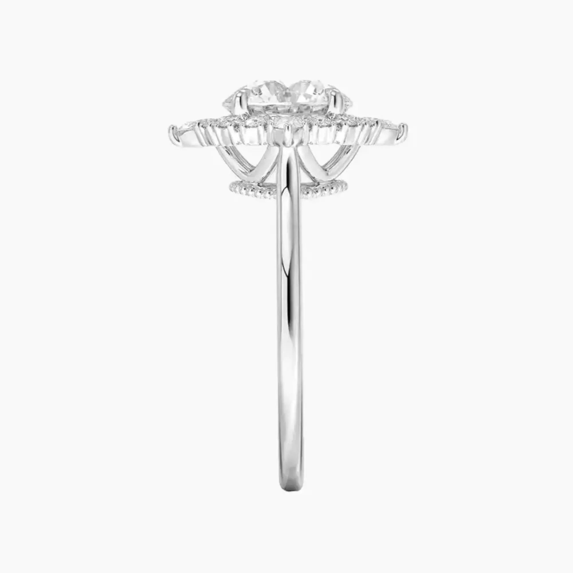 Elara Round Designer 1 Carat Lab Grown Diamond Engagement Ring in 14K White Gold