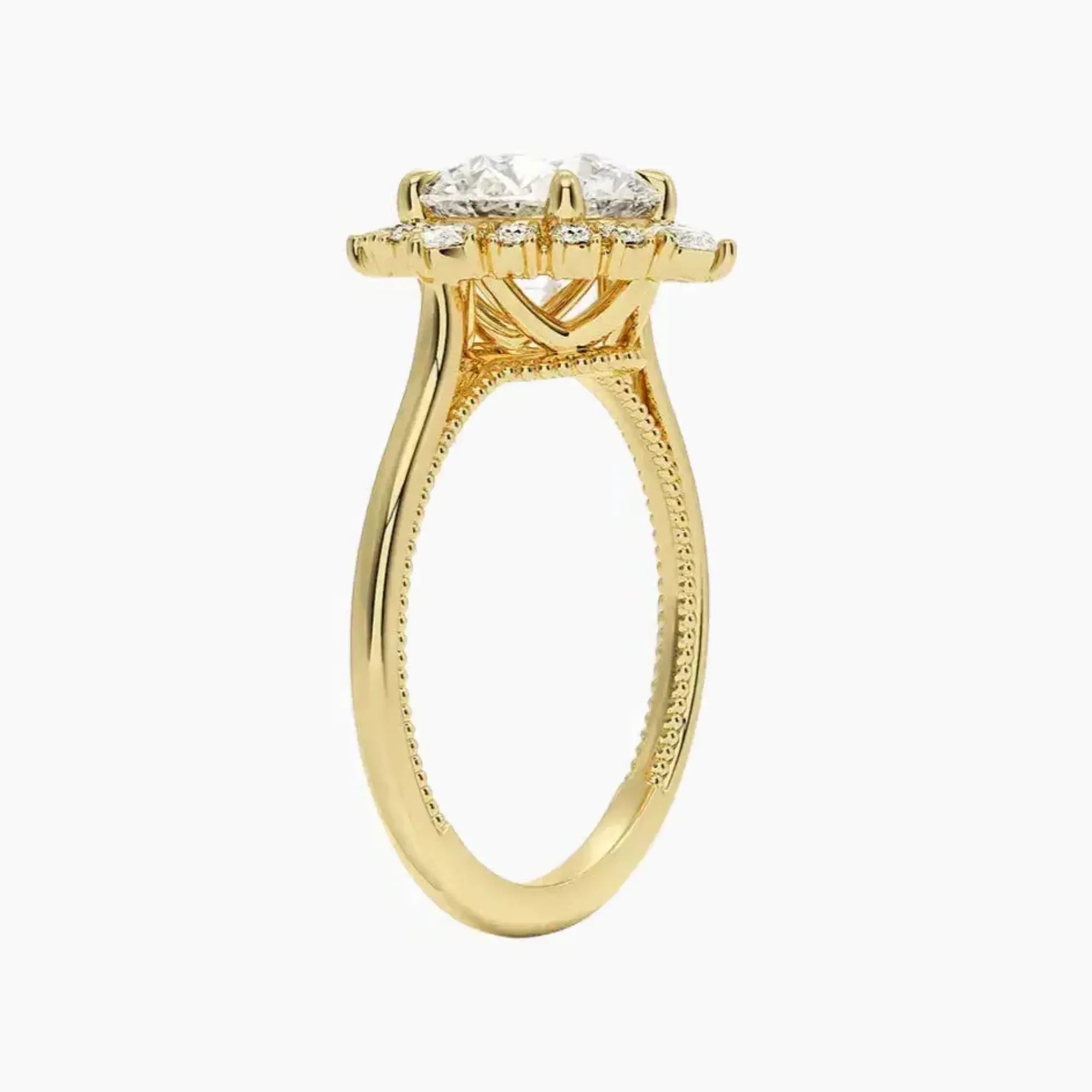 Elara Round Designer Diamond Ring Setting in 18K Yellow Gold
