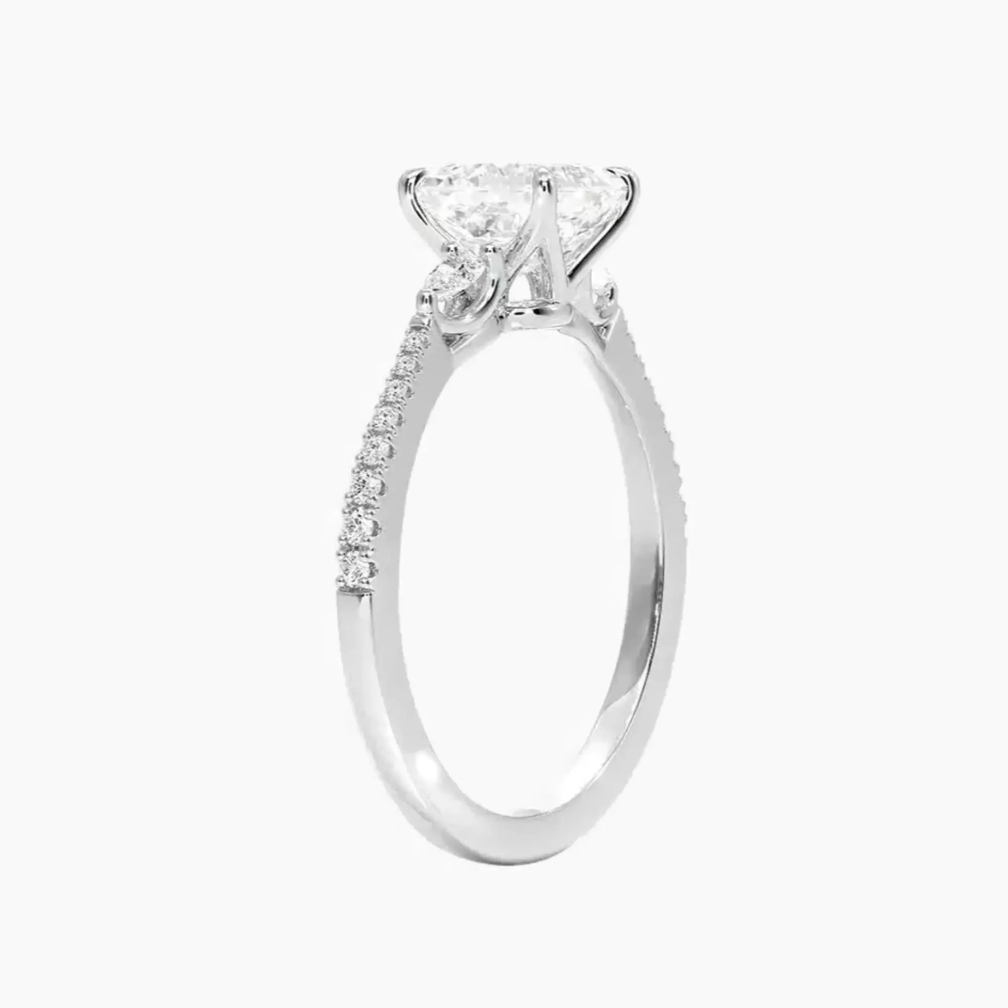 Calliope Pave Asscher Three Stone 2.5 Carat Lab Grown Diamond Engagement Ring in 14K Rose Gold