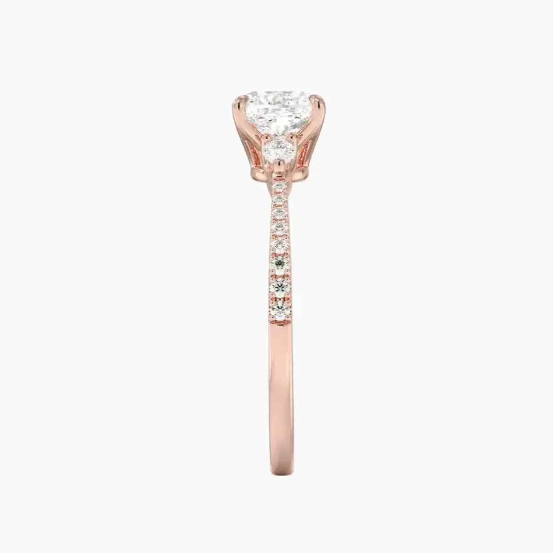 Calliope Pave Cushion Three Stone 2 Carat Lab Grown Diamond Engagement Ring in 18K White Gold