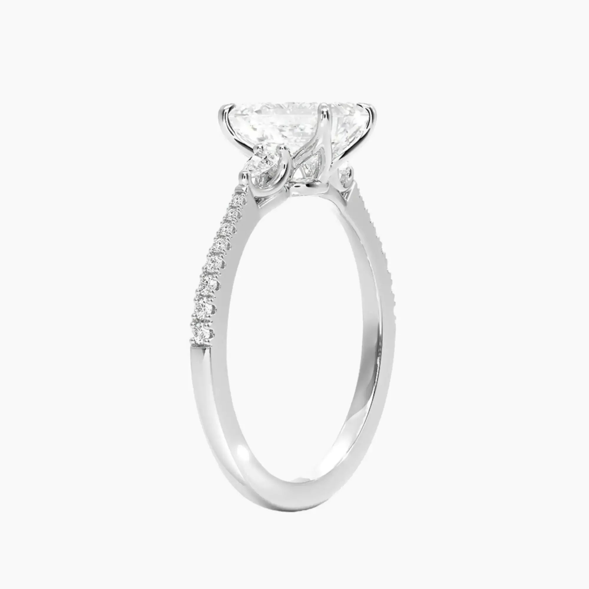 Calliope Pave Emerald Three Stone 1.5 Carat Lab Grown Diamond Engagement Ring in 18K Yellow Gold