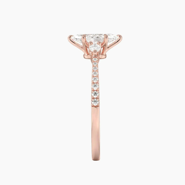 Calliope Pave Marquise Three Stone 1.5 Carat Lab Grown Diamond Engagement Ring in 14K Yellow Gold