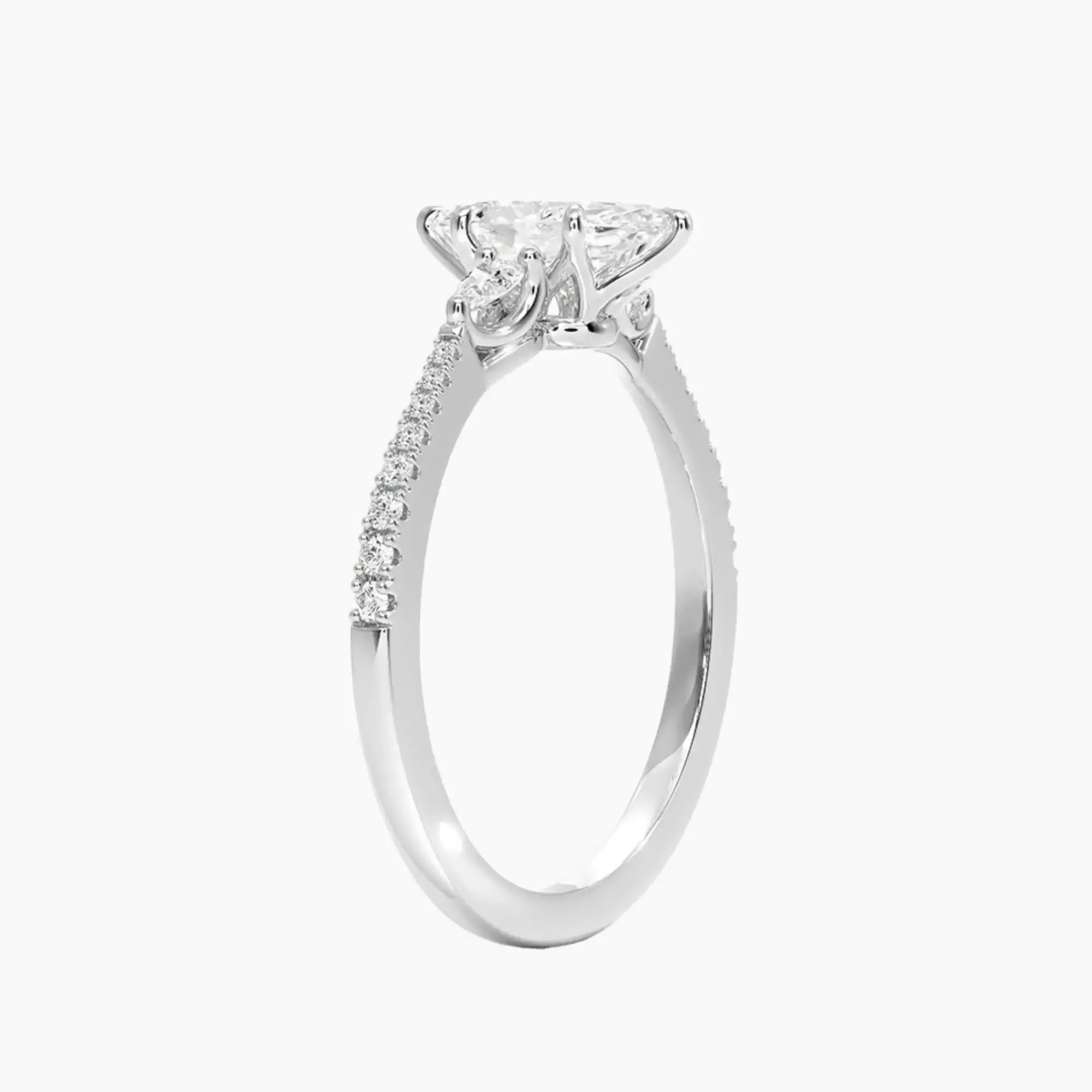 Calliope Pave Marquise Three Stone 1 Carat Lab Grown Diamond Engagement Ring in 18K Rose Gold