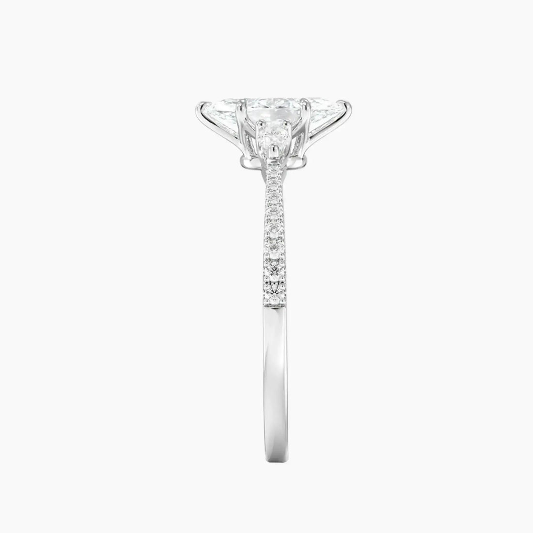 Calliope Pave Marquise Three Stone 3 Carat Lab Grown Diamond Engagement Ring in 18K White Gold