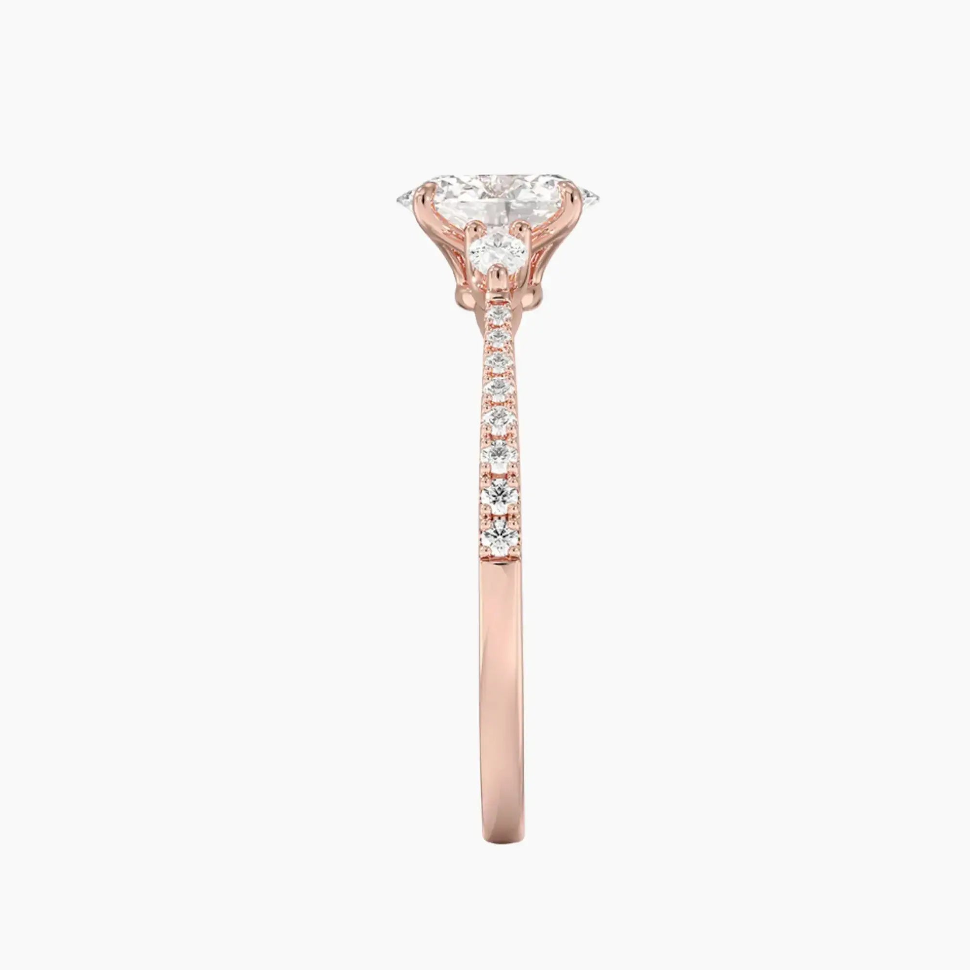 Calliope Pave Oval Three Stone 1 Carat Lab Grown Diamond Engagement Ring in 18K Yellow Gold