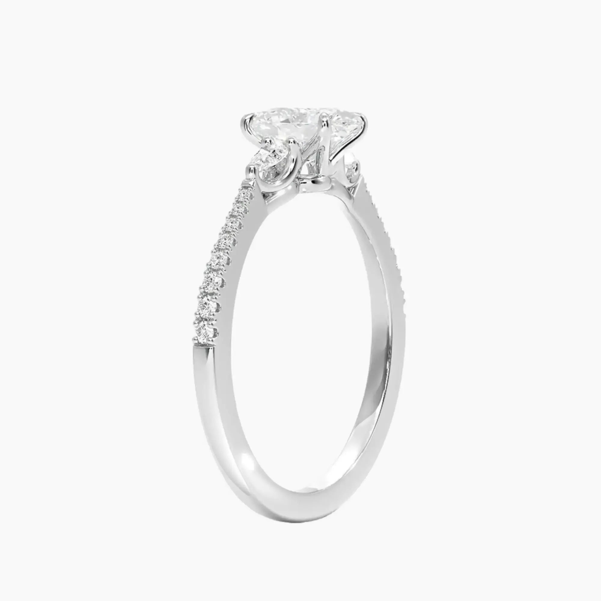 Calliope Pave Oval Three Stone 1.5 Carat Lab Grown Diamond Engagement Ring in 18K Yellow Gold