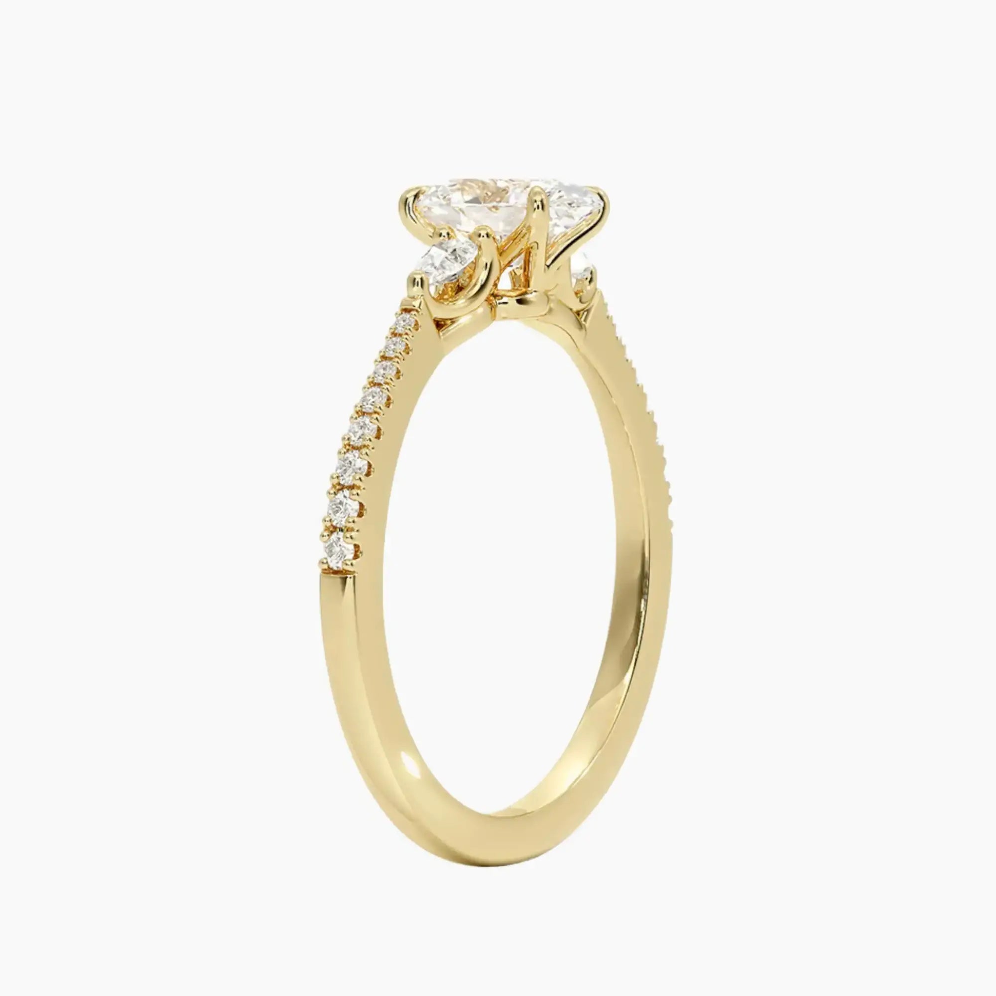 Calliope Pave Oval Three Stone 2 Carat Lab Grown Diamond Engagement Ring in 18K White Gold