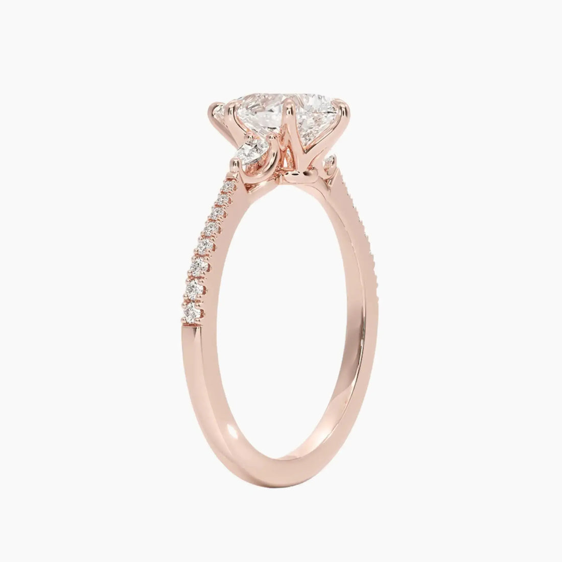 Calliope Pave Pear Three Stone 1.5 Carat Lab Grown Diamond Engagement Ring in 18K White Gold