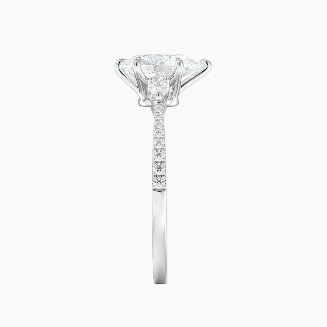 Calliope Pave Pear Three Stone 2 Carat Lab Grown Diamond Engagement Ring in 14K Yellow Gold