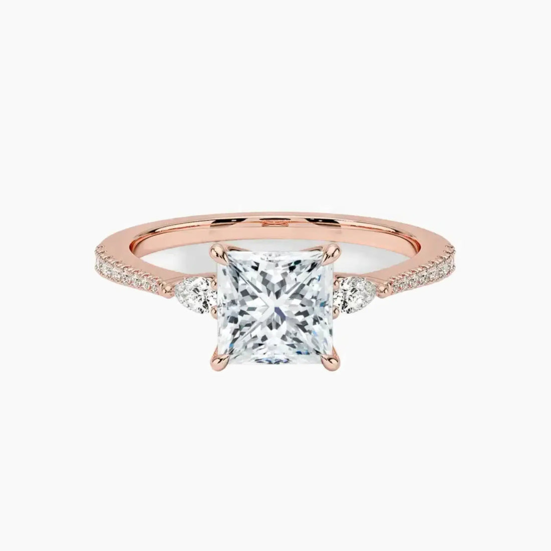 Calliope Pave Princess Three Stone 1 Carat Lab Grown Diamond Engagement Ring in 14K Yellow Gold