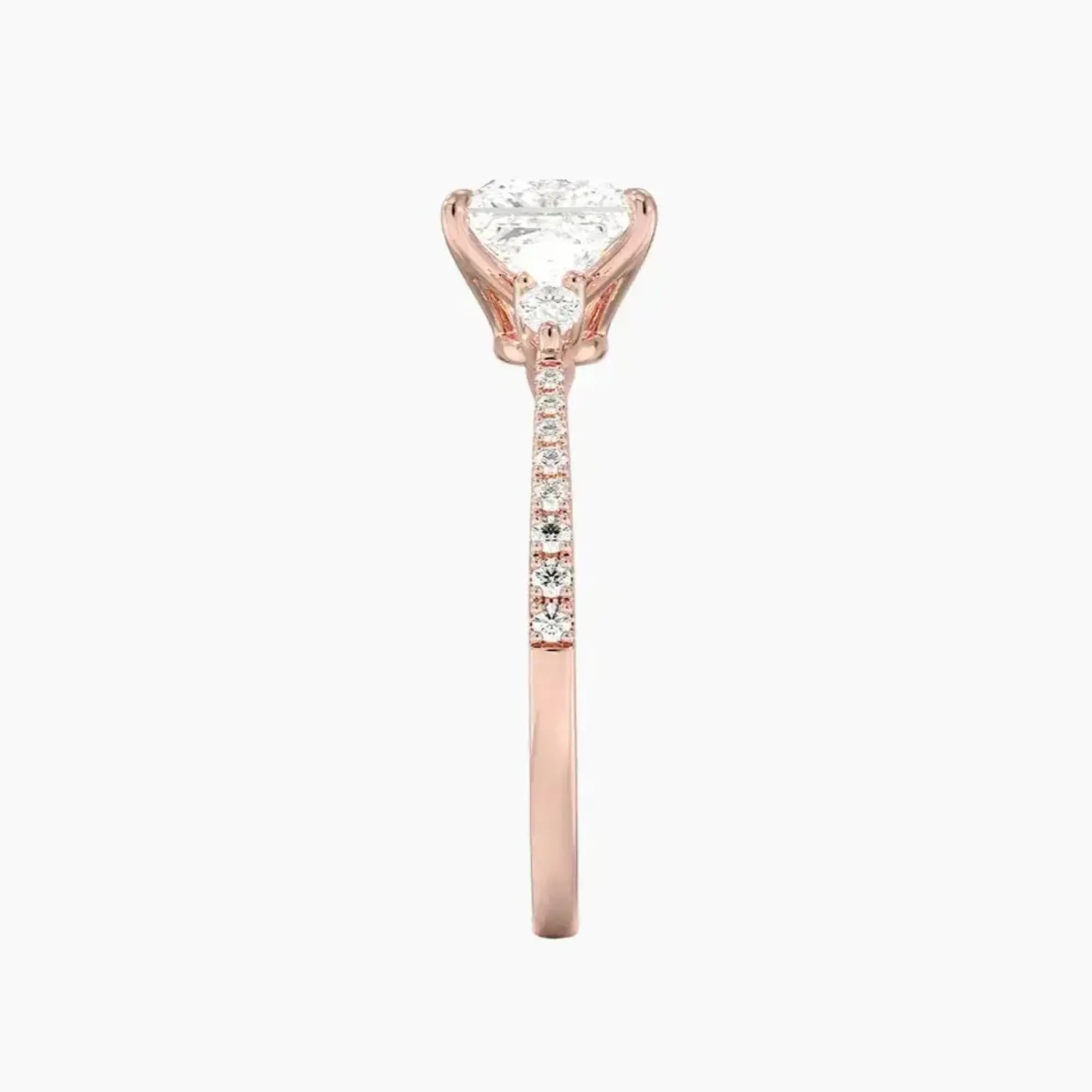 Calliope Pave Princess Three Stone 1.5 Carat Lab Grown Diamond Engagement Ring in 18K Yellow Gold